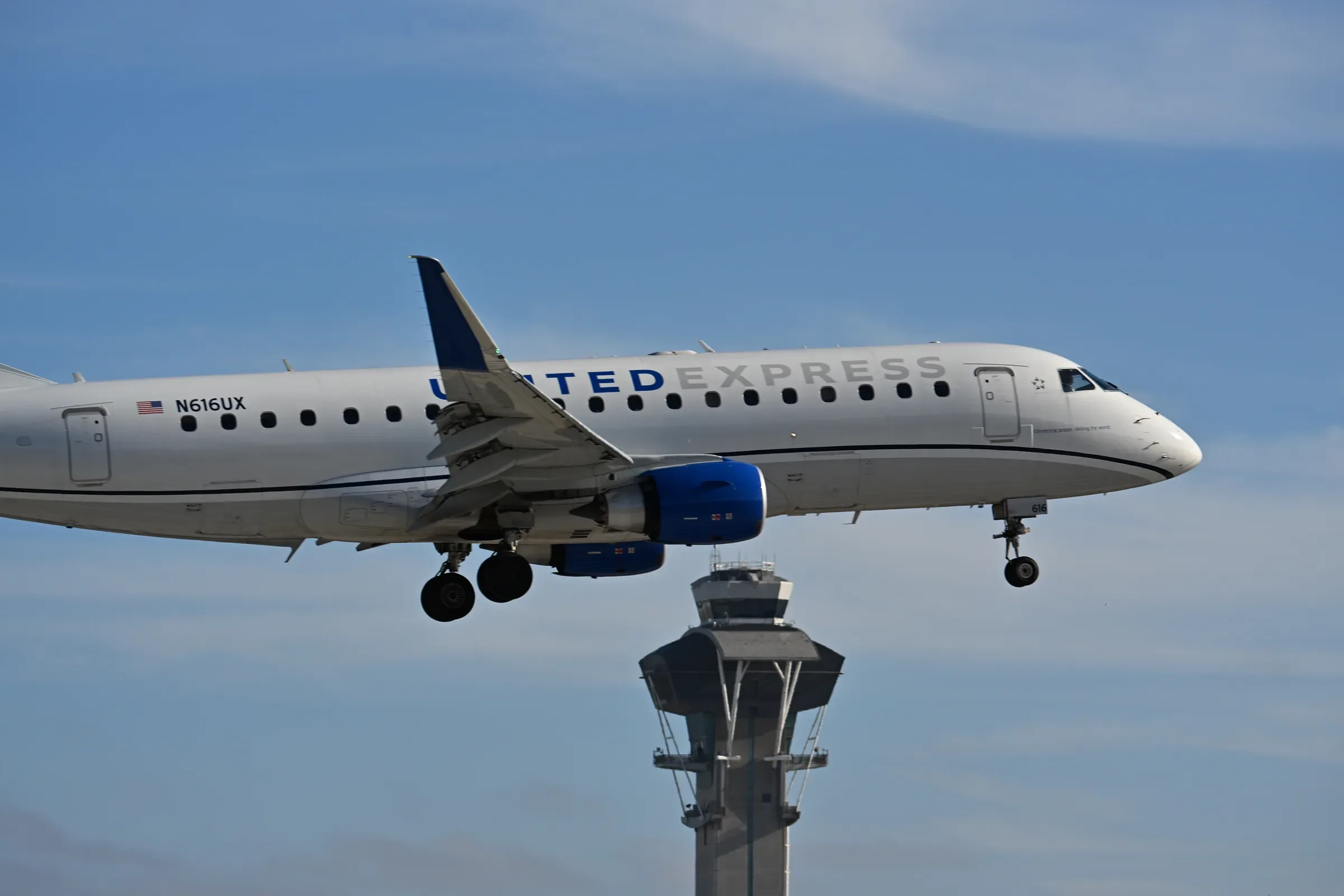 A regional jet on short final