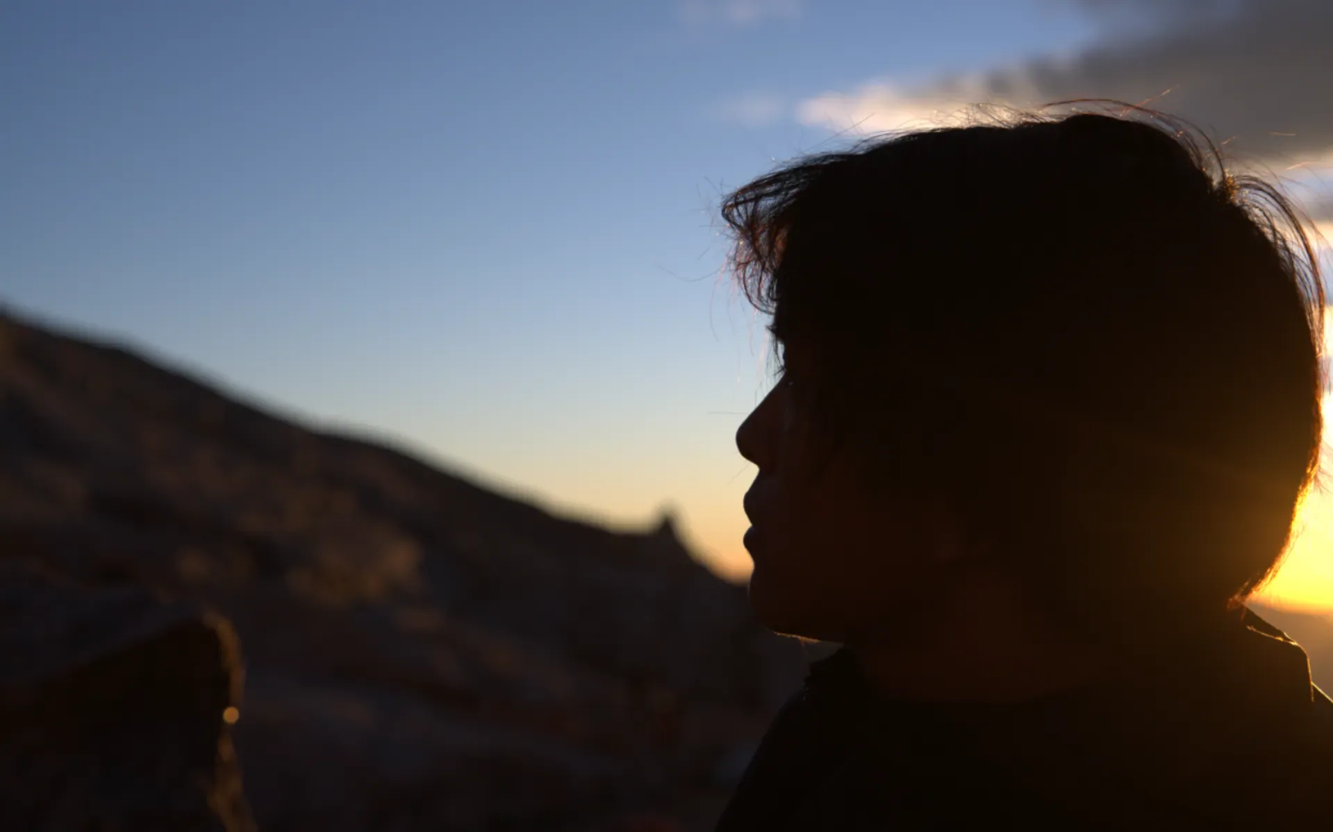 Portrait in silhouette at last light